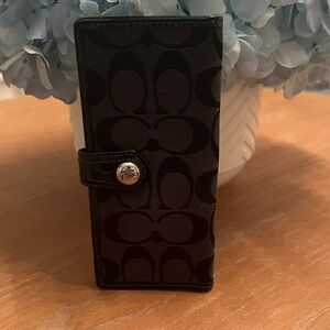 Coach Black and Brown Signature Wallet
